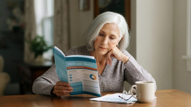Woman reading Medicare booklet