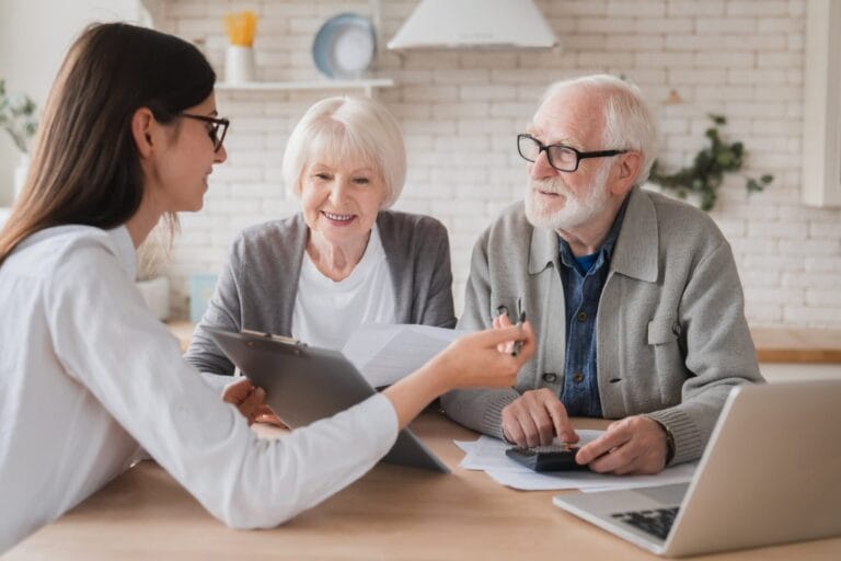Senior couple with consultant