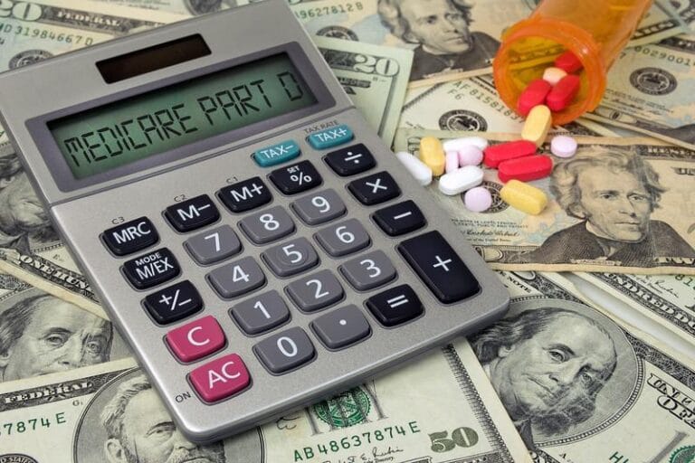 Calculator, money & pills.